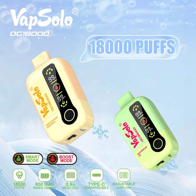 Vapsolo-18K-Puffs-2-5-Nicotine-Juice-Vu-Solo-Vape-Airflow-Adjust-Great-Flavors-Digital-Indicator-Disposable-Vapes-18000-PuffVapsolo DG 18000