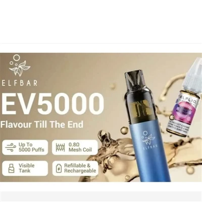 ELFBAR یک سیگار الکترونیکی قابل شارژ مجدد EV5000 را در بریتانیا با قیمت 12.99...
