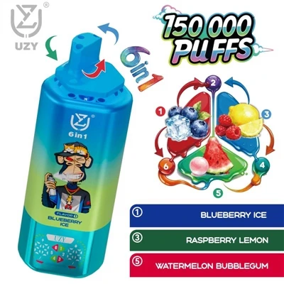 UZY 6-در-1 150سیگار الکترونیکی یکبار مصرف K|150000 پاف، شش تغییر طعم، 64 میلی...
