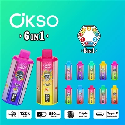 OKSO 120000 6در 1: تجزیه و تحلیل جامع سیگارهای الکترونیکی یکبار مصرف-شش-در{4}...