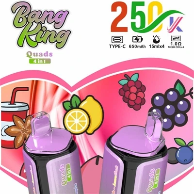 BANG KING Quads 4IN1 250000: یک تجربه کاملاً جدید در سیگارهای E- یکبار مصرف م...