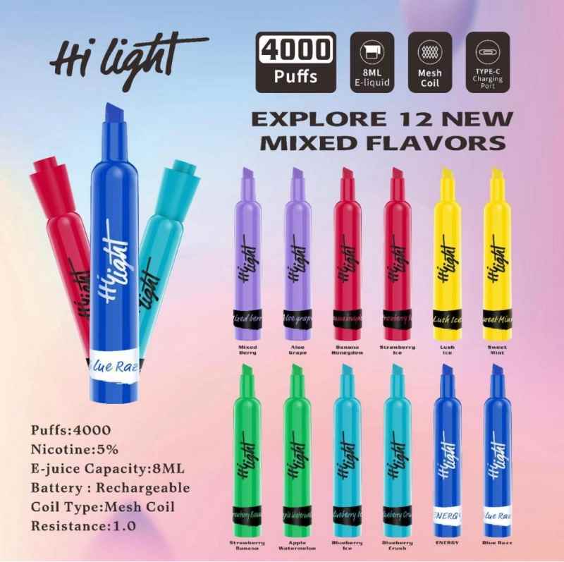 Aimode-Custom-Wholesale-I-Vape-Hi-Light-4000-Puffs-Rechargeable-Electronic-Cigarette-Highlight-Office-4-Ready-to-Ship